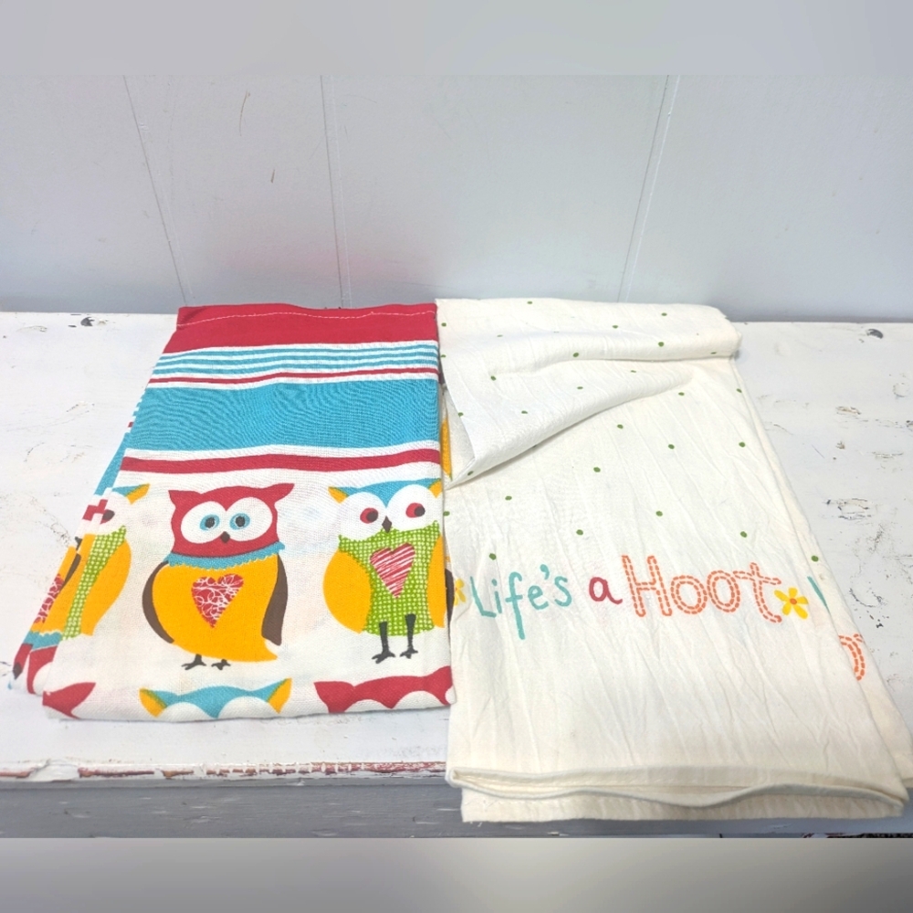 Set of 2 Owl Kitchen Towels MU Kitchen & Kay Dee Life’s a Hoot Cotton Dish Towel